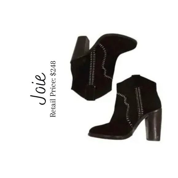 Joie Monte Black Suede Leather Ankle Boot Size 38 - Picture 1 of 7